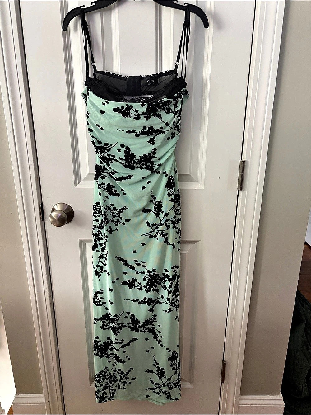 VICI Floral Lace Maxi Dress in Green & Black Like New